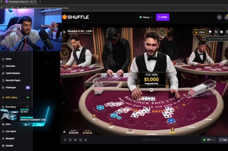 RatedEpicz 1K Shuffle Blackjack Win